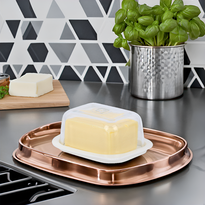 4x Glass Food Storage Container. Butter Dish with Lid. (405 cc/ml)