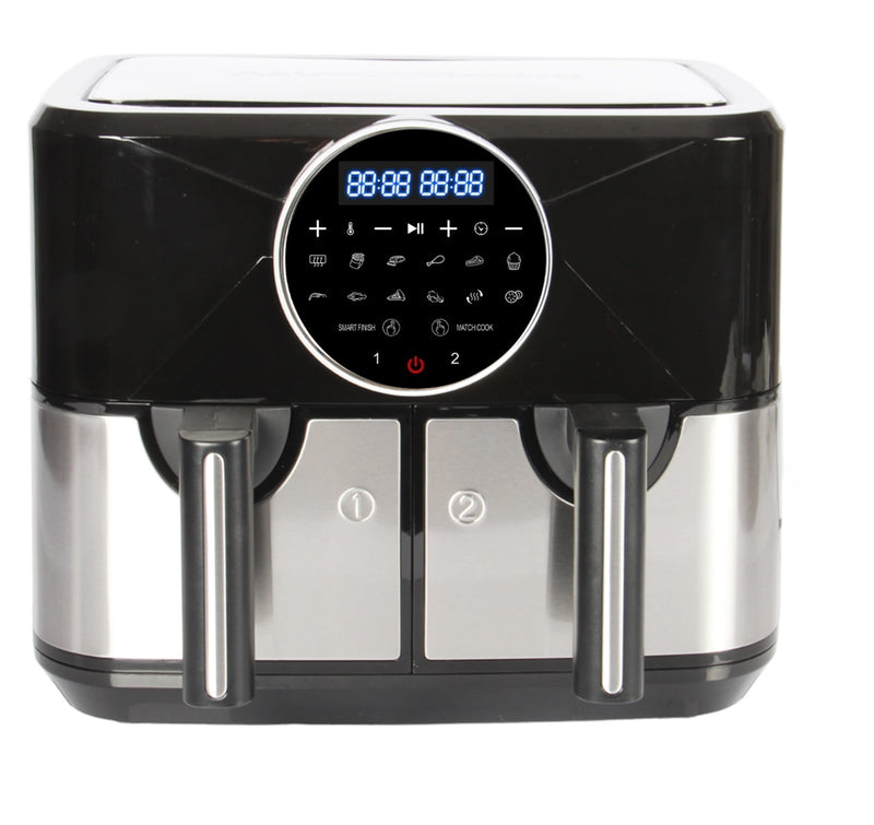 Astro Electra Dual Zone 9L Air Fryer. 2x4.5L Drawers. Touch Screen. Smart Finish. 12-in-1. 2600W.