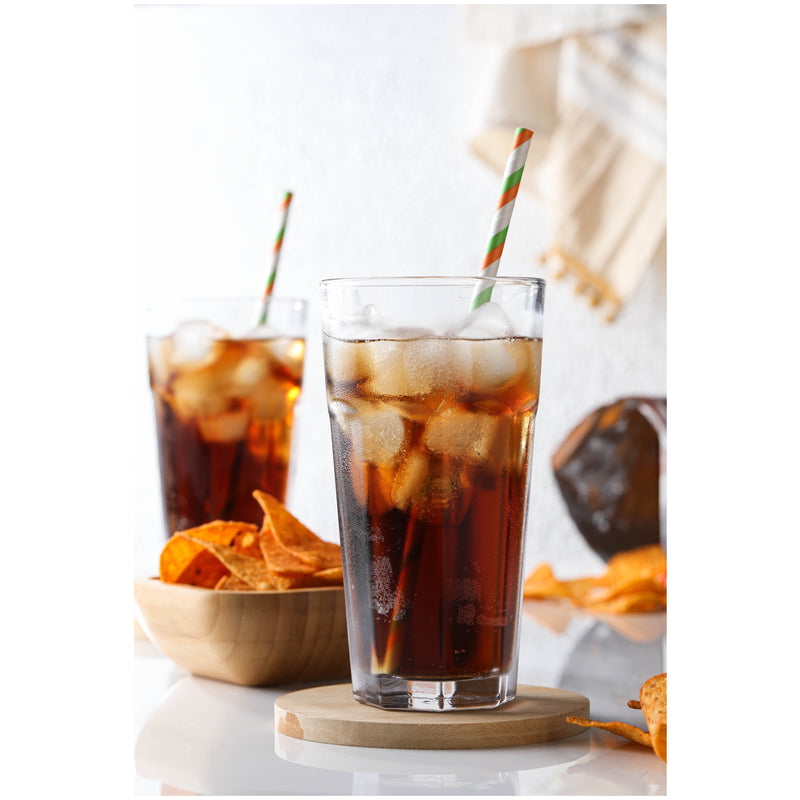 Large Highball Drinking Glass. Water Cocktail Glasses. (Pack of 6) (360 cc/ml).