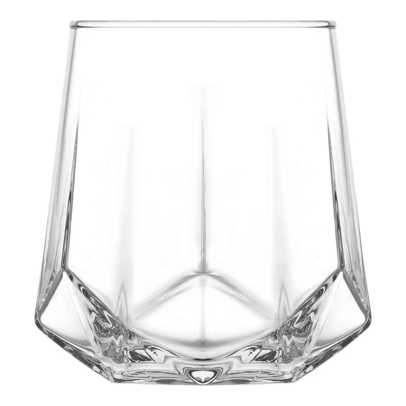 Glasshop 6-Pack Whisky Tumbler Set. 400ml Elegant Diamond-Cut Drinking Glasses.