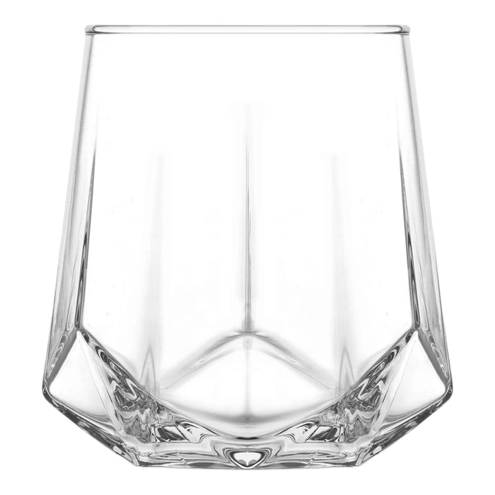 Glasshop 6-Pack Whisky Tumbler Set. 400ml Elegant Diamond-Cut Drinking Glasses.