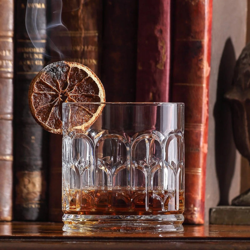 Glasshop 6-Pack Whisky & Cocktail Glasses – 370ml Tumblers with Geometric Design.