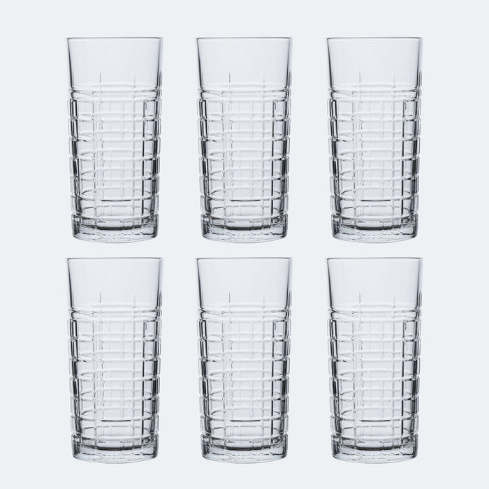 Hi-Ball Tumbler Glasses. Tall Drinking Water / Juice Glass. (Set of 6) 356 ml.