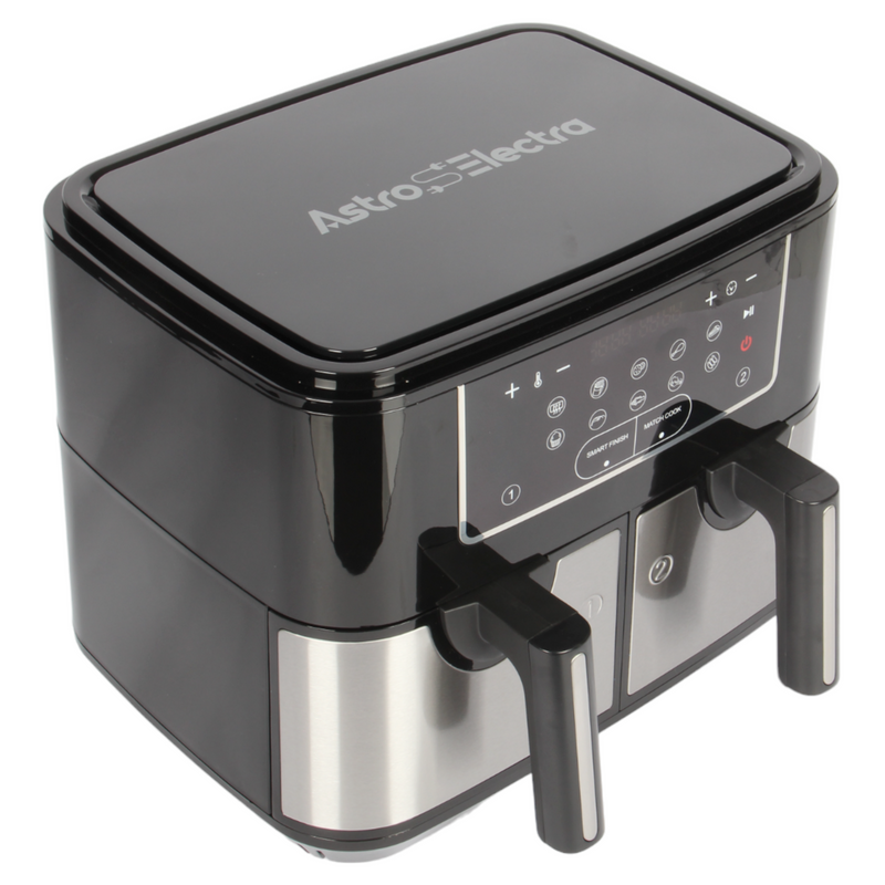Astro Electra Large 9L Double Air Fryer. 2x4.5L Dual Drawers. Match Cooking Function. 10-in-1. 2600W.
