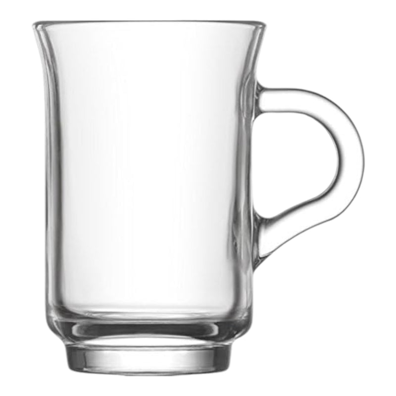 Glasshop 6-Pack Glass Tea Cups with Handles – 155ml Glass Mugs. Hot Drinks Cup.