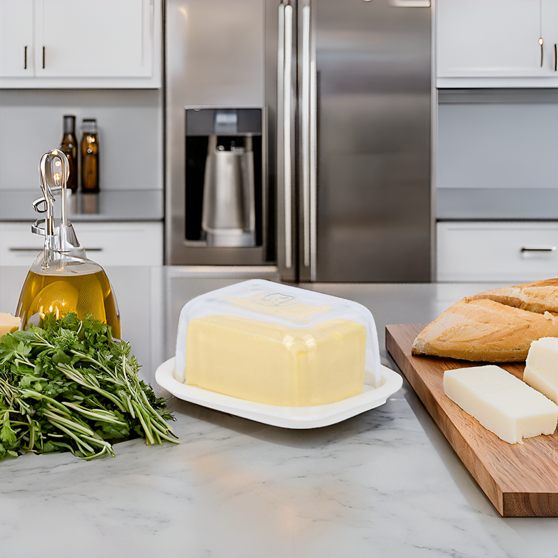 4x Glass Food Storage Container. Butter Dish with Lid. (405 cc/ml)