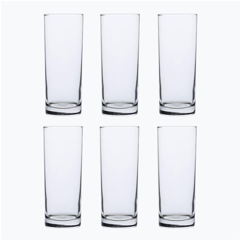 Hiball Clear Glasses. Tall Drinking Water / Juice Glass. ( Set of 6 ) 360 ml.