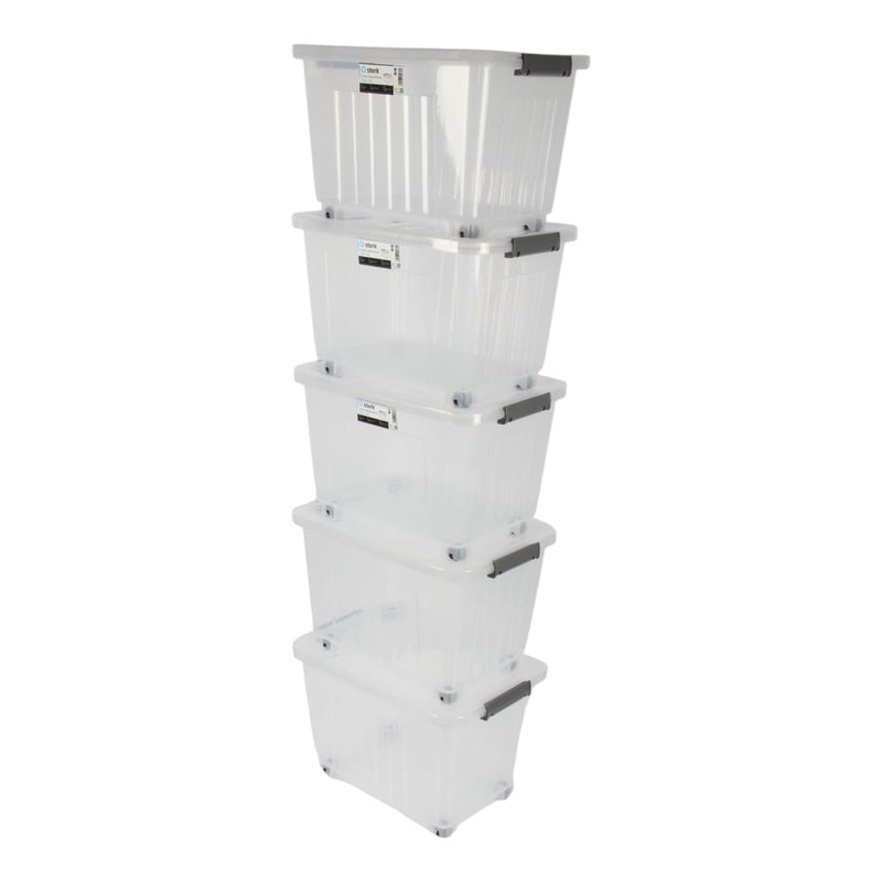 16L Storage Boxes with Wheels. Storage Containers. Stackable & Nestable Design.