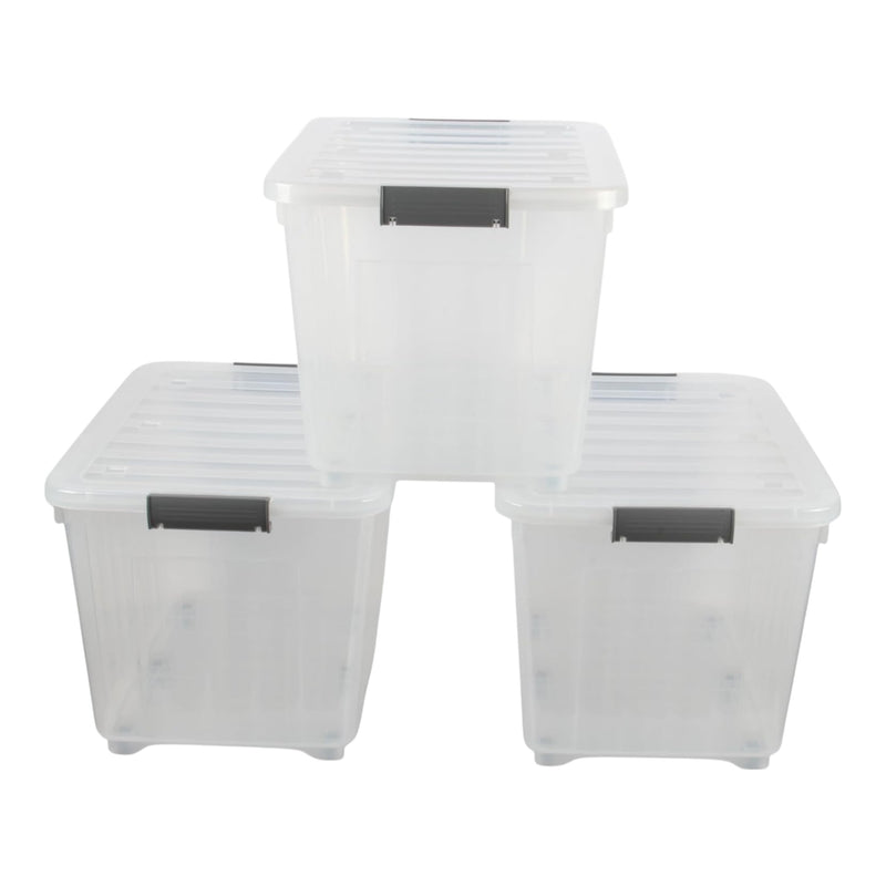 72L Storage Boxes with Wheels. Storage Containers. Stackable & Nestable Design.