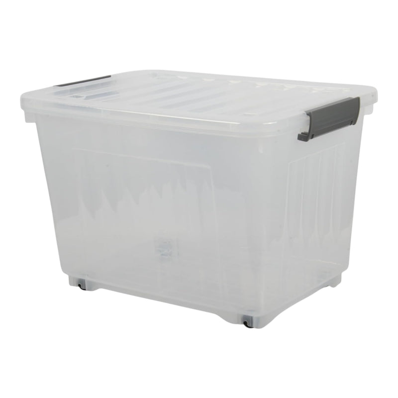 44L Storage Boxes with Wheels. Storage Containers. Stackable & Nestable Design.