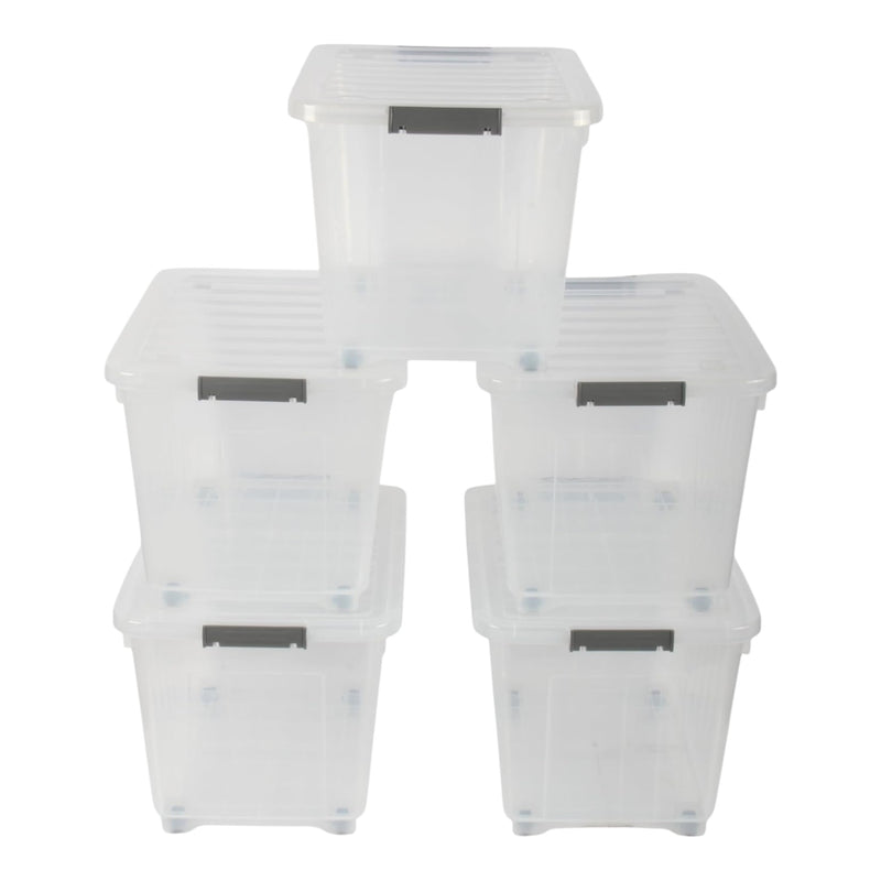 27L Storage Boxes with Wheels. Storage Containers. Stackable & Nestable Design.