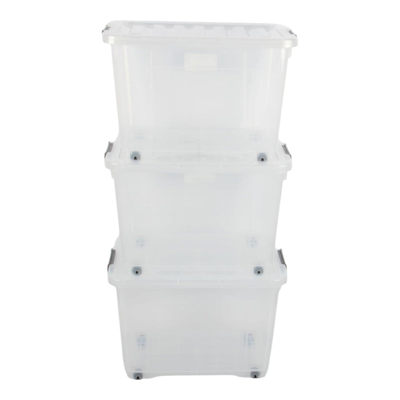 27L Storage Boxes with Wheels. Storage Containers. Stackable & Nestable Design.