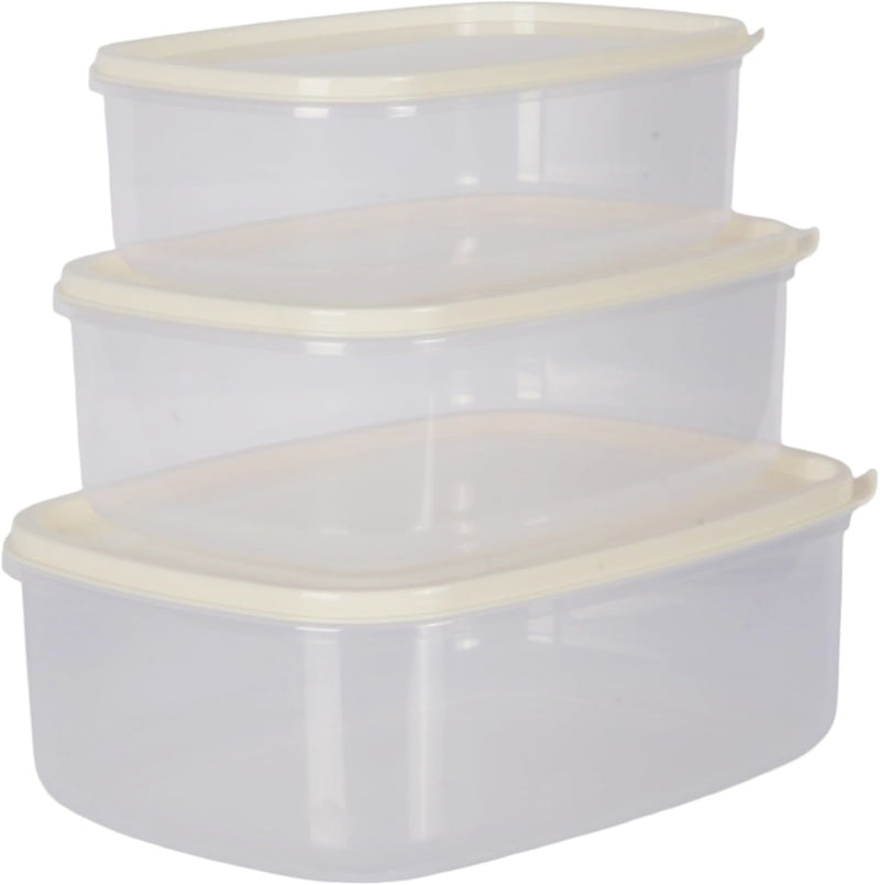 3pcs Rectangle Food Storage Container Set with Lids. Microwave & Freezer Safe.