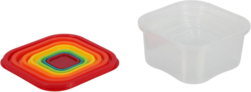 Jolie Max 7-Piece Rainbow Square Food Storage Containers Set. Stackable & Nesting