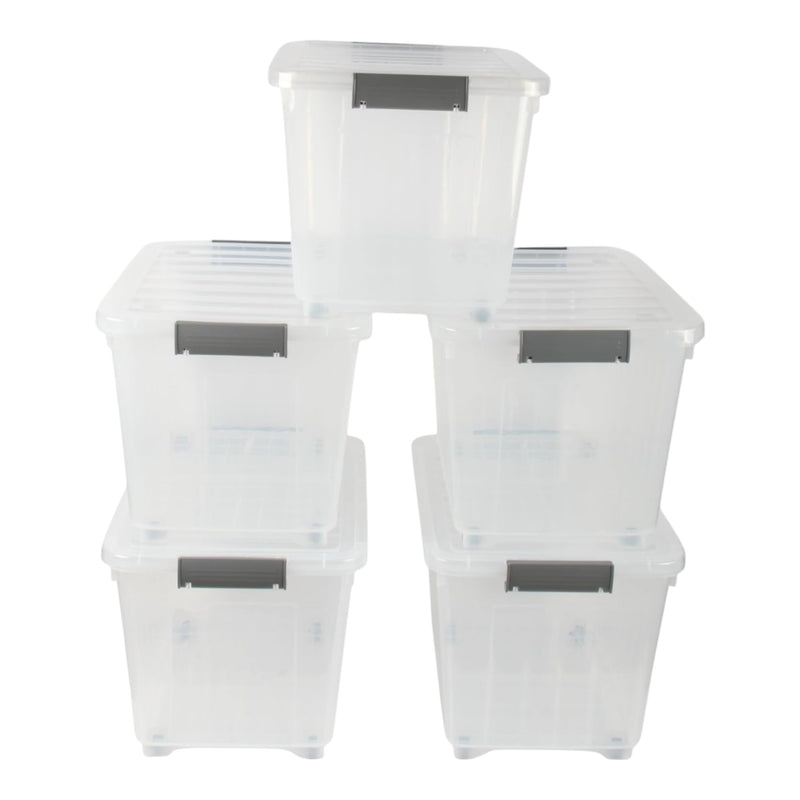 44L Storage Boxes with Wheels. Storage Containers. Stackable & Nestable Design.