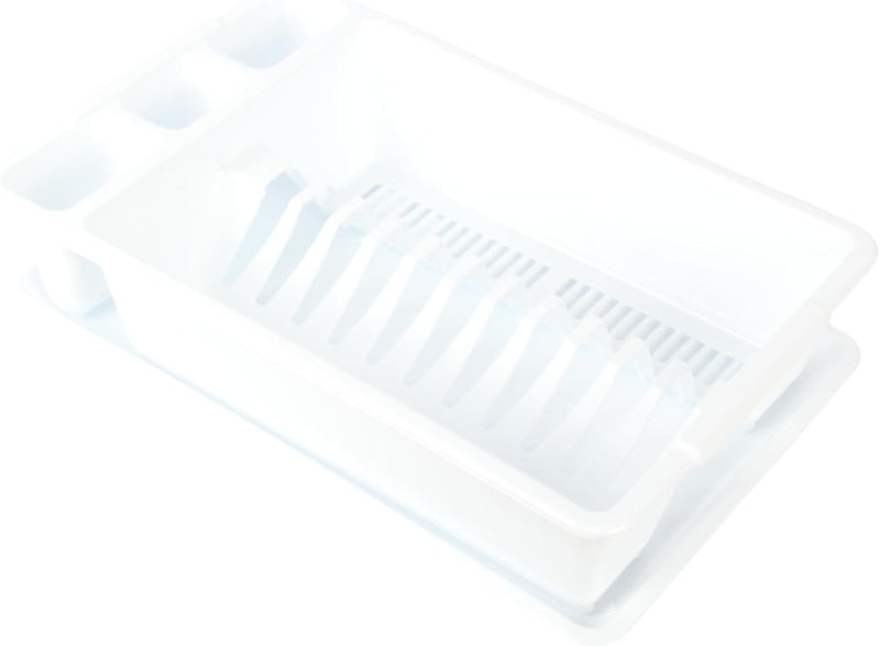 Jolie Max Small Dish Drainer with Drip Tray. Plastic Plate Cutlery Holder Rack.