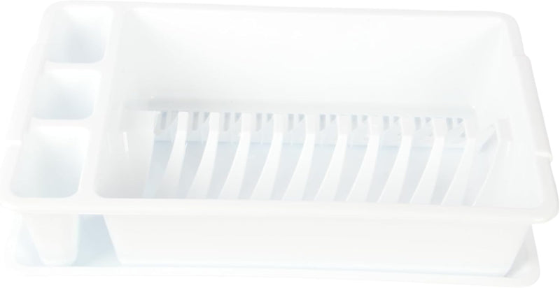 Jolie Max Small Dish Drainer with Drip Tray. Plastic Plate Cutlery Holder Rack.