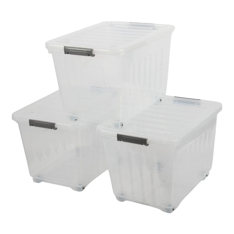 27L Storage Boxes with Wheels. Storage Containers. Stackable & Nestable Design.