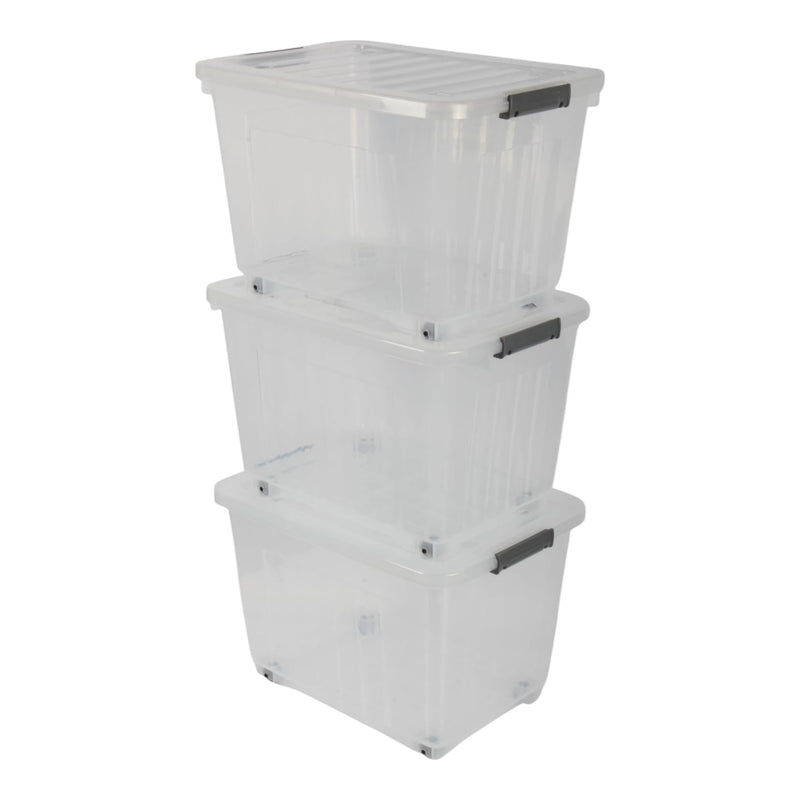 27L Storage Boxes with Wheels. Storage Containers. Stackable & Nestable Design.