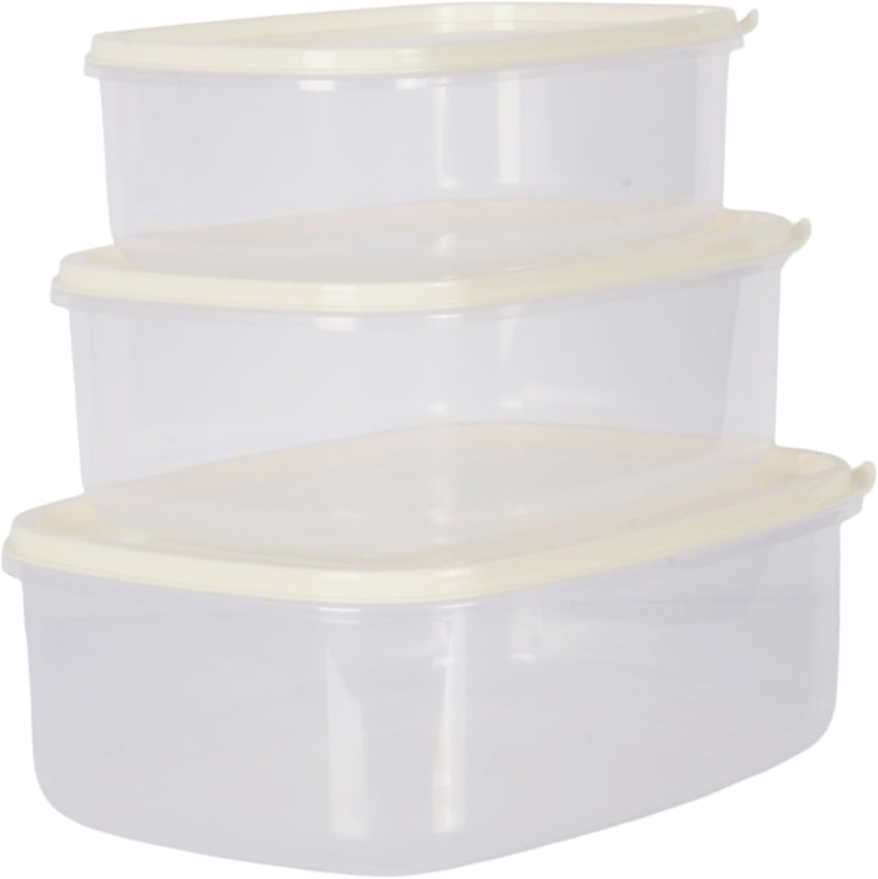3pcs Rectangle Food Storage Container Set with Lids. Microwave & Freezer Safe.