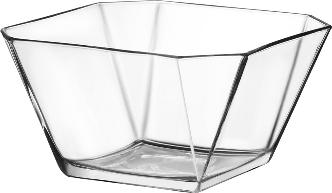 Glasshop Large 1900ml Square Glass Serving Bowl. Durable & Clear Design Bowl.