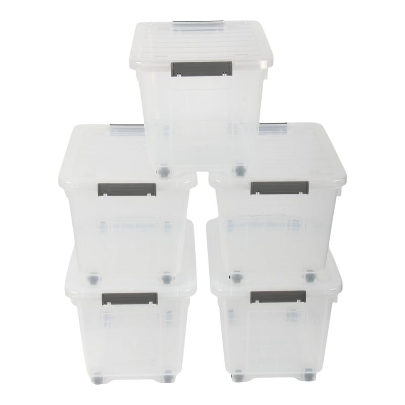 16L Storage Boxes with Wheels. Storage Containers. Stackable & Nestable Design.