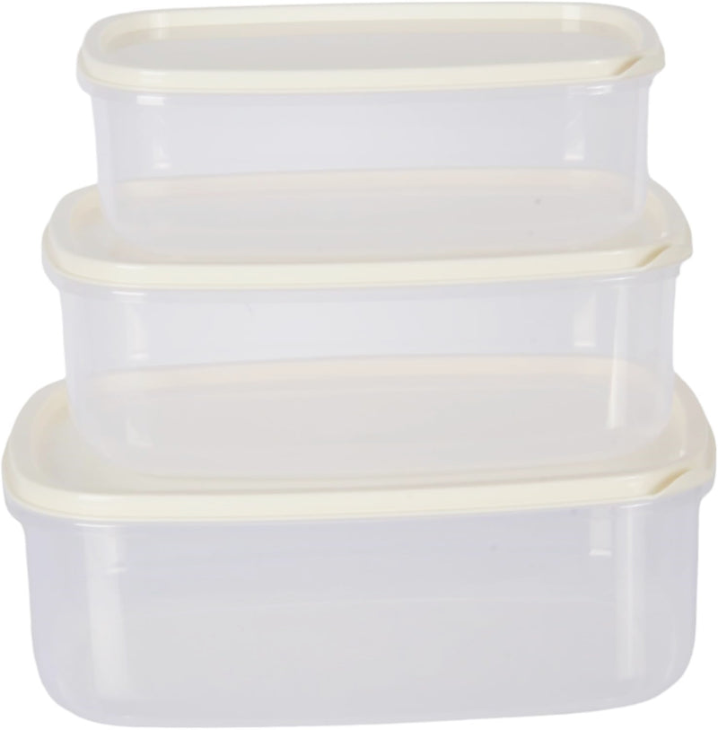 3pcs Rectangle Food Storage Container Set with Lids. Microwave & Freezer Safe.