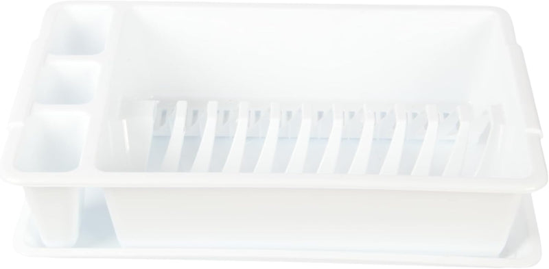 Jolie Max Small Dish Drainer with Drip Tray. Plastic Plate Cutlery Holder Rack.