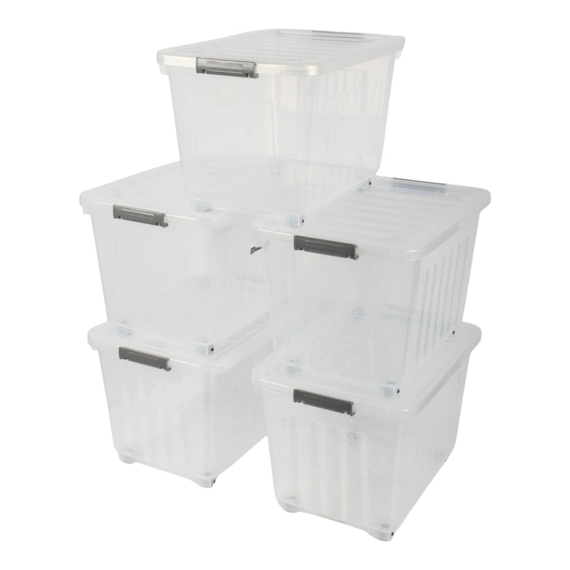 27L Storage Boxes with Wheels. Storage Containers. Stackable & Nestable Design.