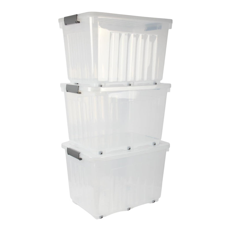72L Storage Boxes with Wheels. Storage Containers. Stackable & Nestable Design.