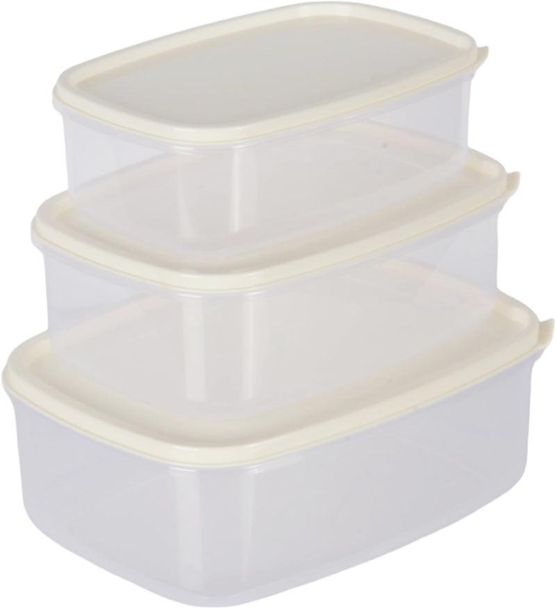 3pcs Rectangle Food Storage Container Set with Lids. Microwave & Freezer Safe.