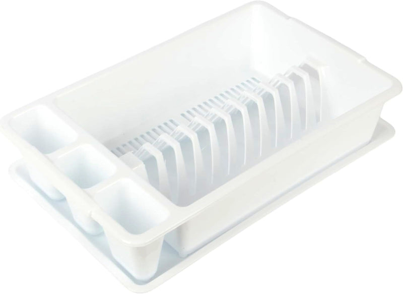 Jolie Max Small Dish Drainer with Drip Tray. Plastic Plate Cutlery Holder Rack.