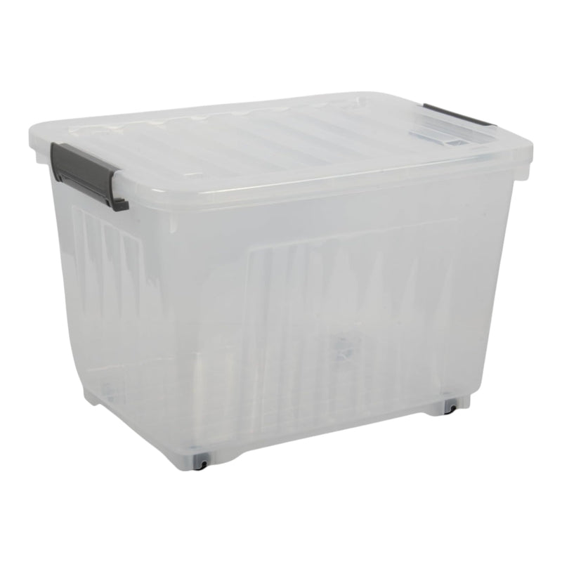 44L Storage Boxes with Wheels. Storage Containers. Stackable & Nestable Design.