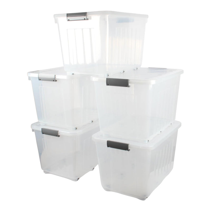 72L Storage Boxes with Wheels. Storage Containers. Stackable & Nestable Design.