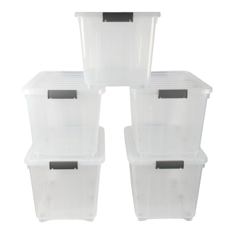 72L Storage Boxes with Wheels. Storage Containers. Stackable & Nestable Design.