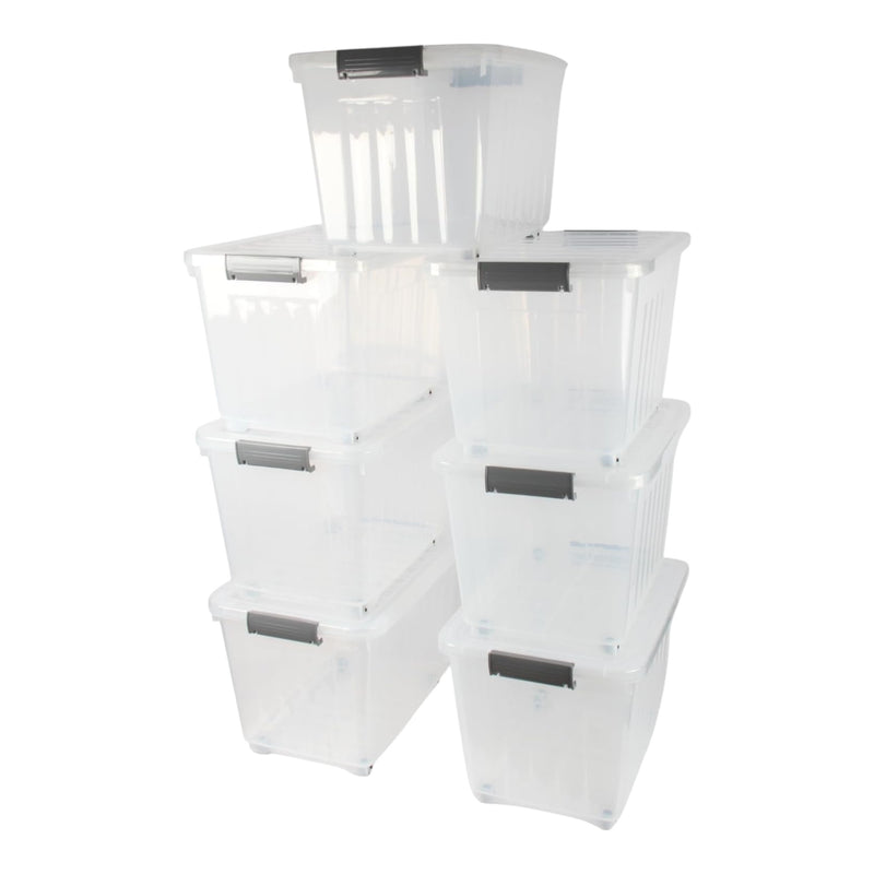 44L Storage Boxes with Wheels. Storage Containers. Stackable & Nestable Design.