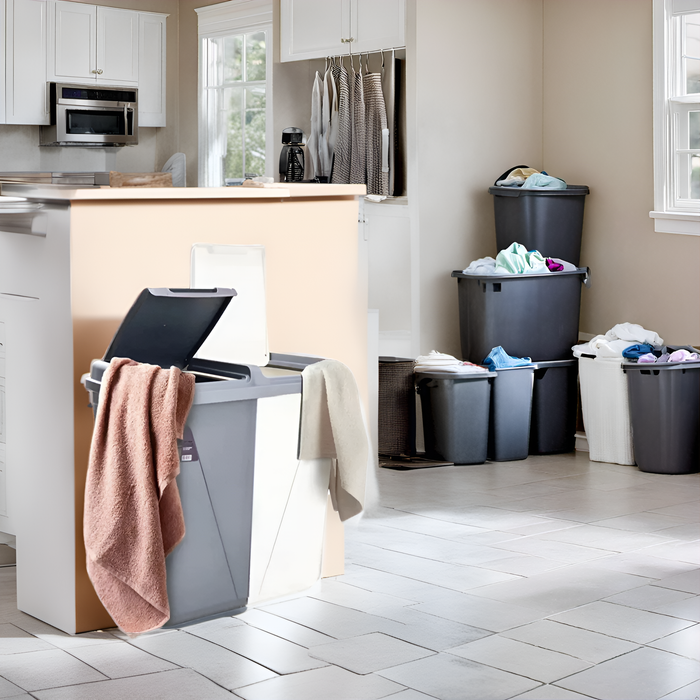 Dual Compartment Laundry / Waste Recycling Bin - 90L