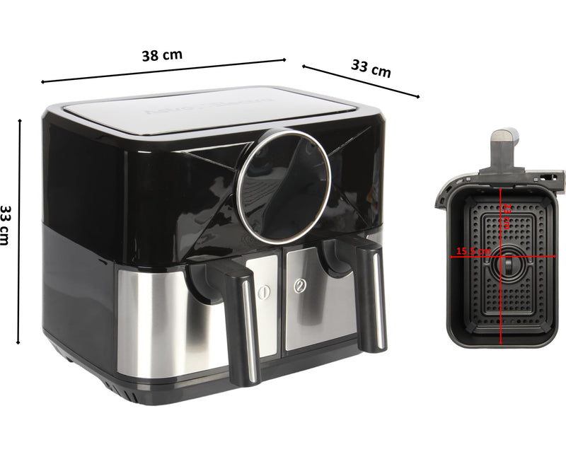 Astro Electra Dual Zone 9L Air Fryer. 2x4.5L Drawers. Touch Screen. Smart Finish. 12-in-1. 2600W.