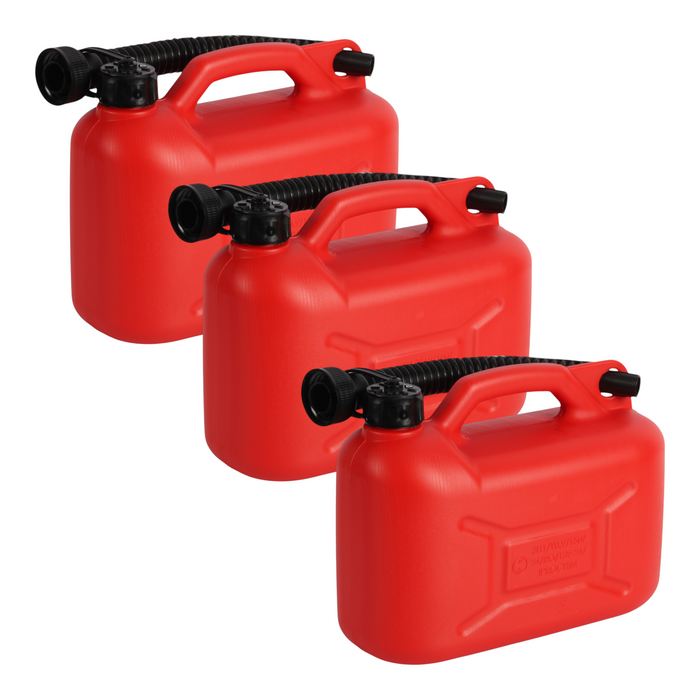 (Pack of 3) Jolie Max 5L Plastic Fuel Tank Cans – Durable Jerry Cans for Petrol, Diesel, and Oil Storage with Handles & Flexible Pouring Spouts, UN Certified (UN 3H1/Y0.9/150)