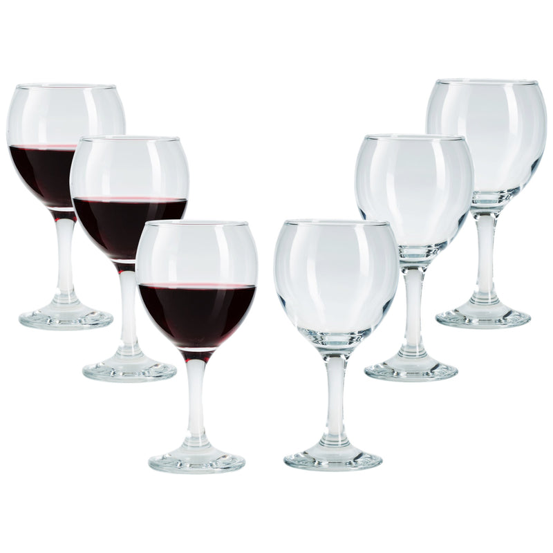 Glasshop 6pcs Classic Wine Glasses. 365ml Large & Clear Stemware for Wine Glass.
