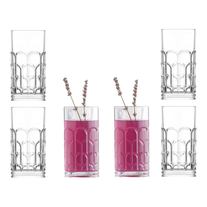 Glasshop 6-Pack Highball Glasses. 390ml Tall Cocktail Glass Set. Dishwasher Safe.