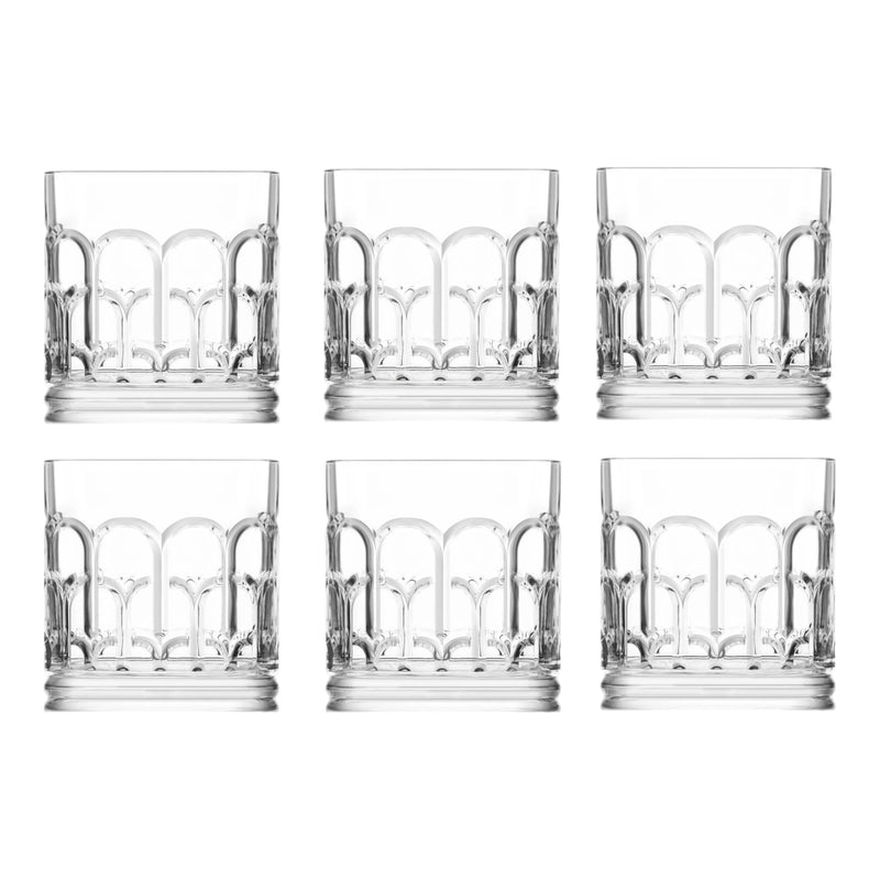 Glasshop 6-Pack Whisky & Cocktail Glasses – 370ml Tumblers with Geometric Design.