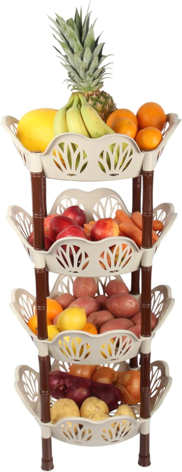 Jolie Max 4 Tier Round Vegetable Rack. Flower Shape Kitchen Storage Rack.