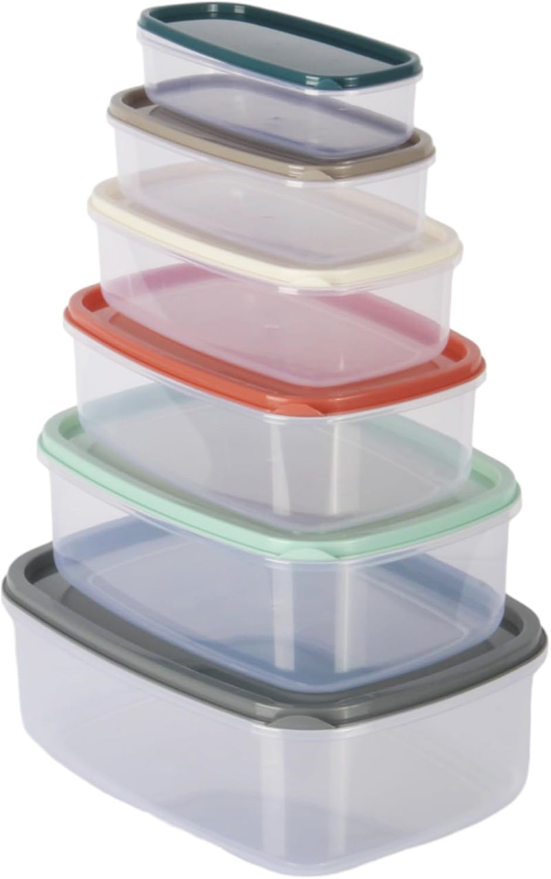 6pcs Food Storage Container Set. Colourful Airtight Lids. Kitchen Storage Box.