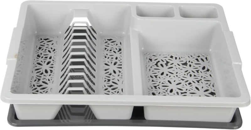 Jolie Max Large Plastic Dish Drainer Rack with Drip Tray. Holds Up to 12 Plates.