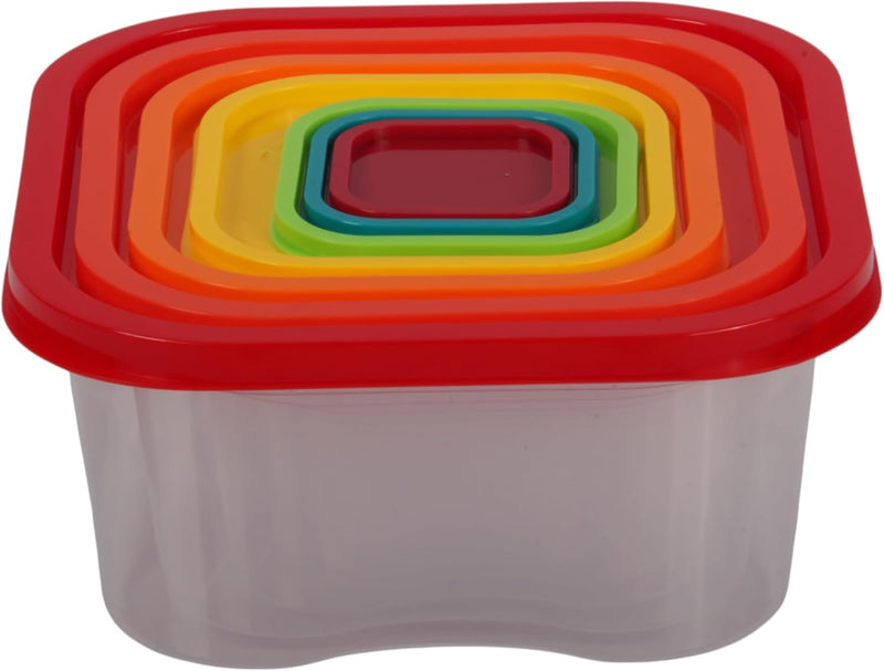 Jolie Max 7-Piece Rainbow Square Food Storage Containers Set. Stackable & Nesting