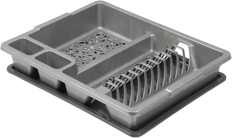 Jolie Max Large Plastic Dish Drainer Rack with Drip Tray. Holds Up to 12 Plates.