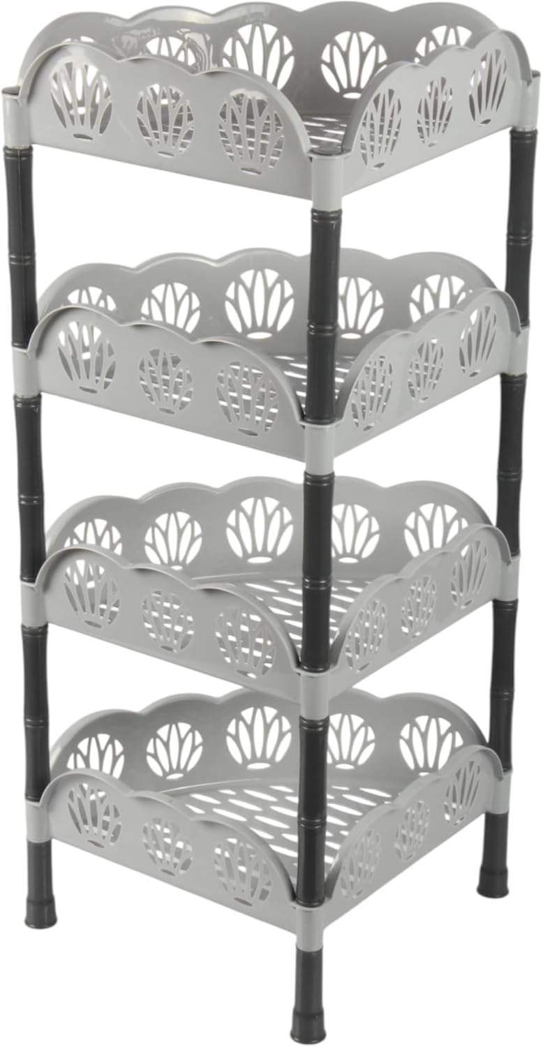 Jolie Max 4 Tier Corner Vegetable Rack. Free Standing Plastic Storage Rack.