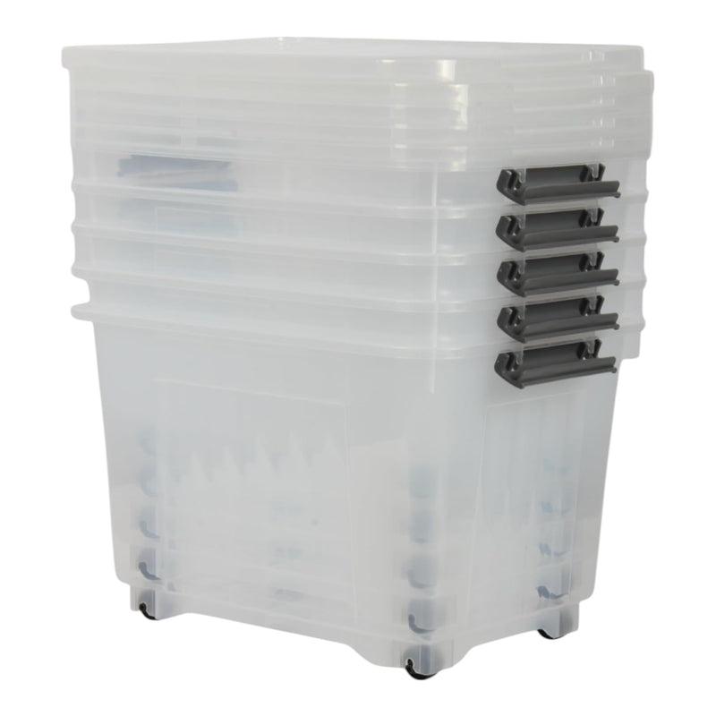 16L Storage Boxes with Wheels. Storage Containers. Stackable & Nestable Design.