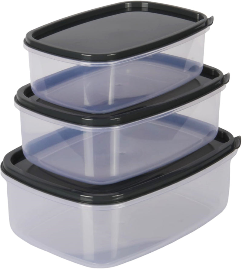 3pcs Rectangle Food Storage Container Set with Lids. Microwave & Freezer Safe.